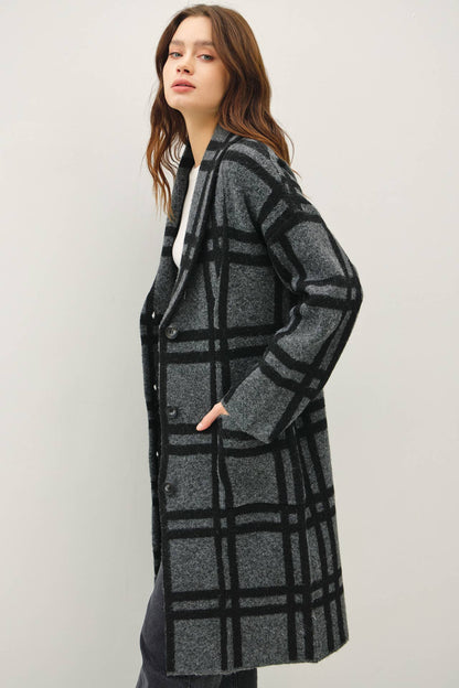 Plaid Sweater Coat