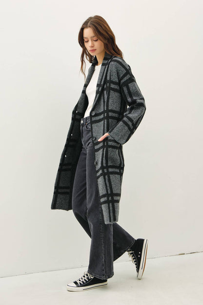 Plaid Sweater Coat