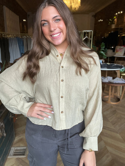 Maria Button Collar Top