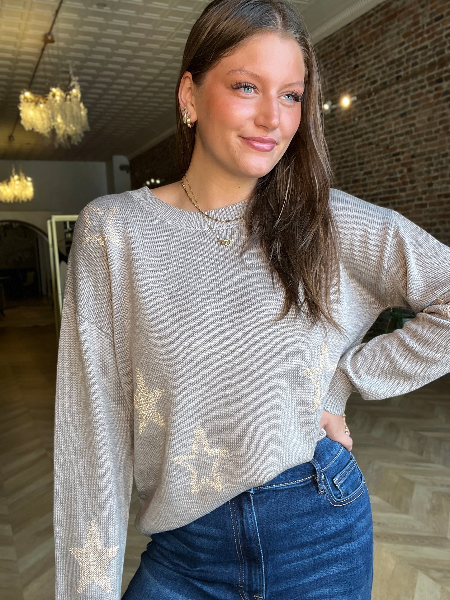 Metallic Star Sweater