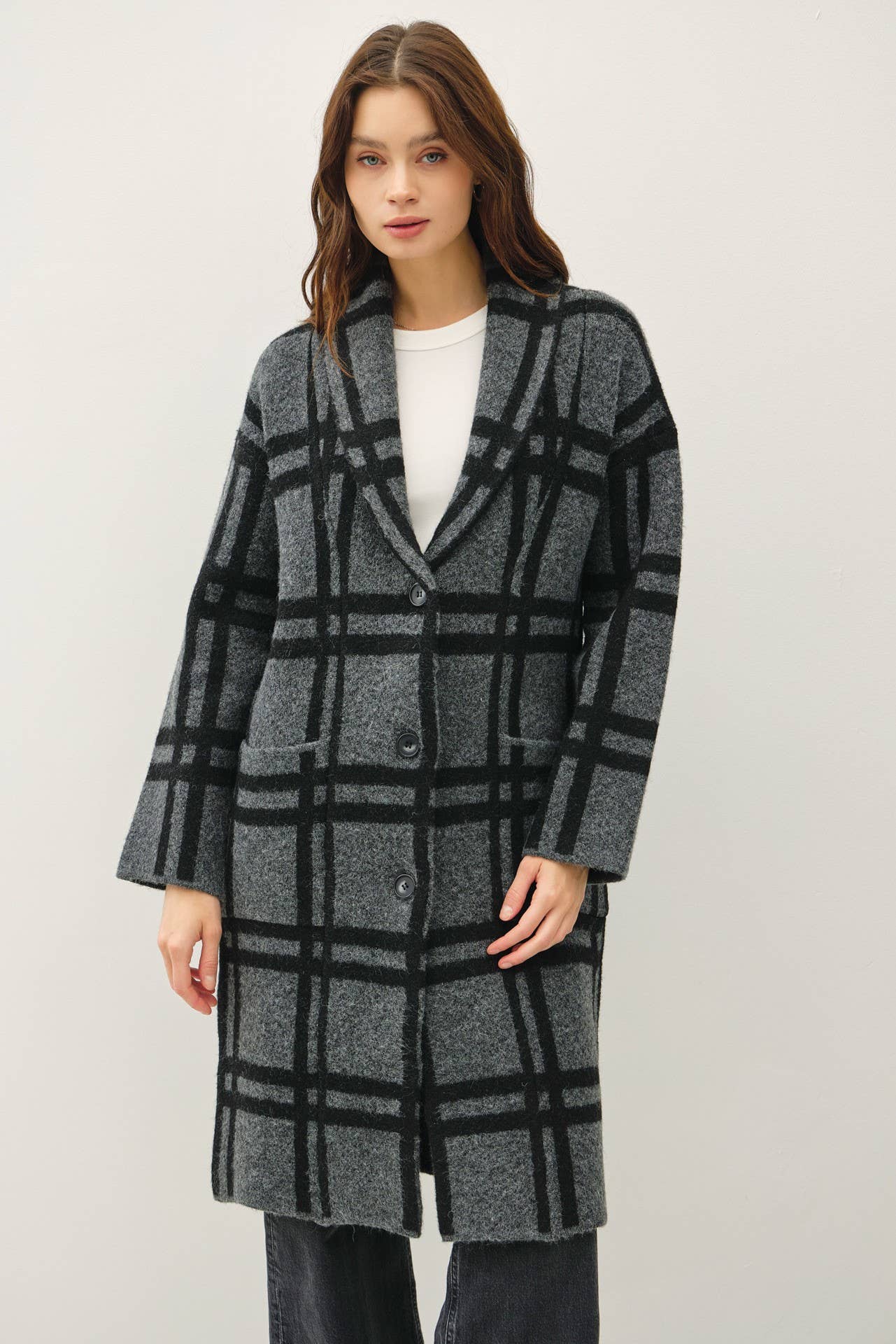 Plaid Sweater Coat